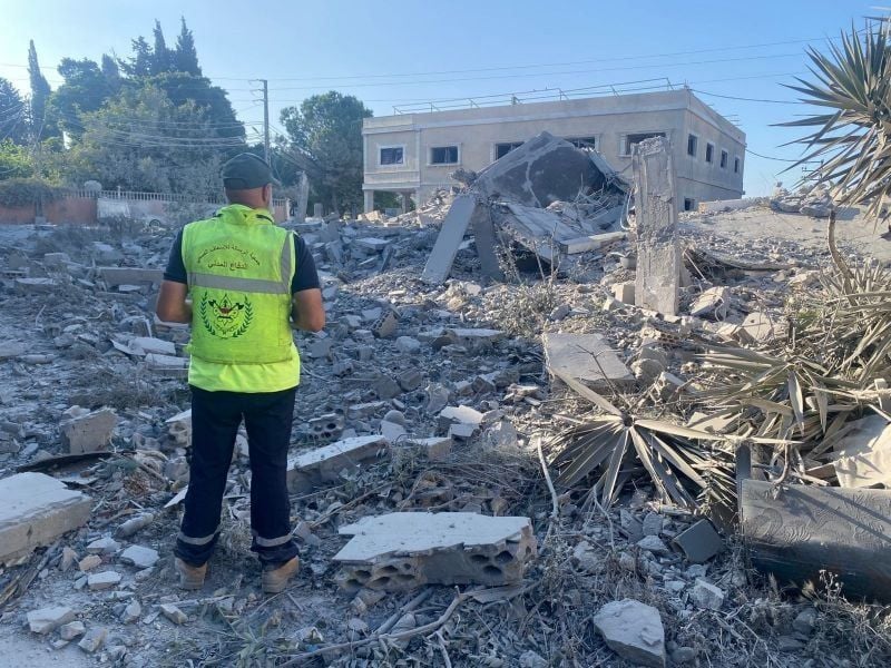 Photo of damage caused by an Israeli strike that hit Deir Qanoun al-Nahr overnight