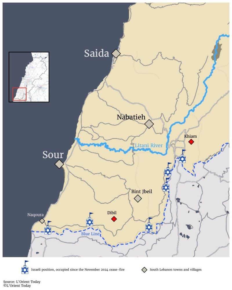 Map: Location of Dibil, where Israeli forces are advancing in southern Lebanon