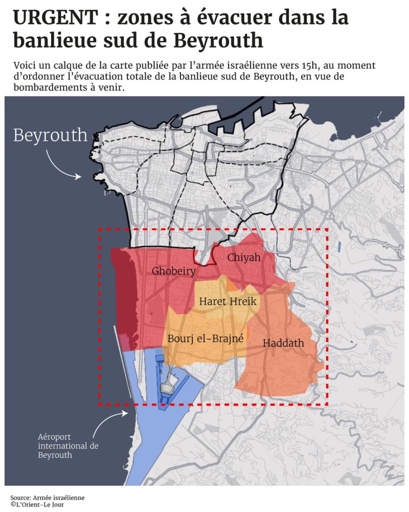 En carte : les zones concernées par l'appel à évacuer émis par l'armée israélienne
