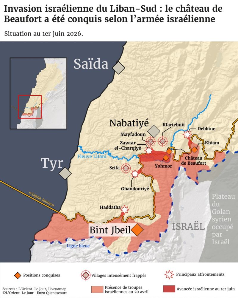 Carte : l'invasion israélienne au Liban-Sud 