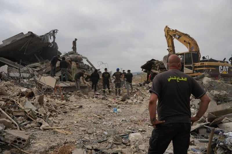 Thirteen bodies recovered from rubble in Nabatieh and Marjayoun on Sunday