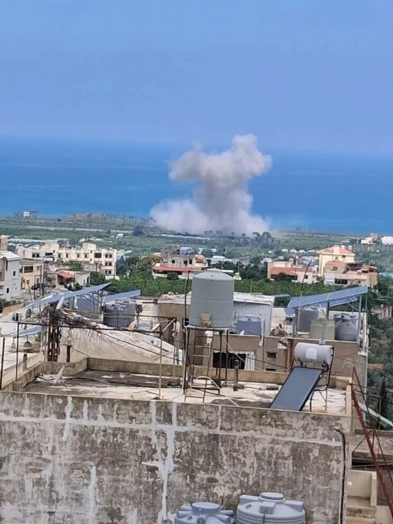 Photo: Israeli strike on the outskirts of Addousieh, near Saida