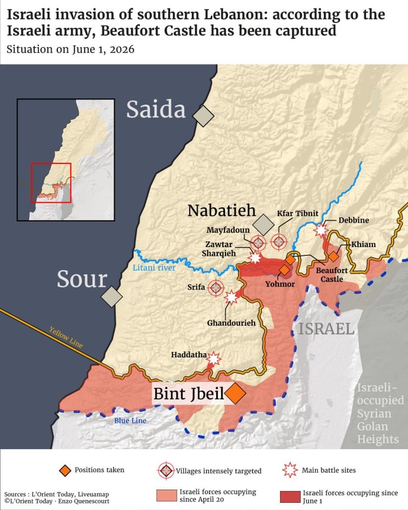 Map: Israeli ground operations in southern Lebanon