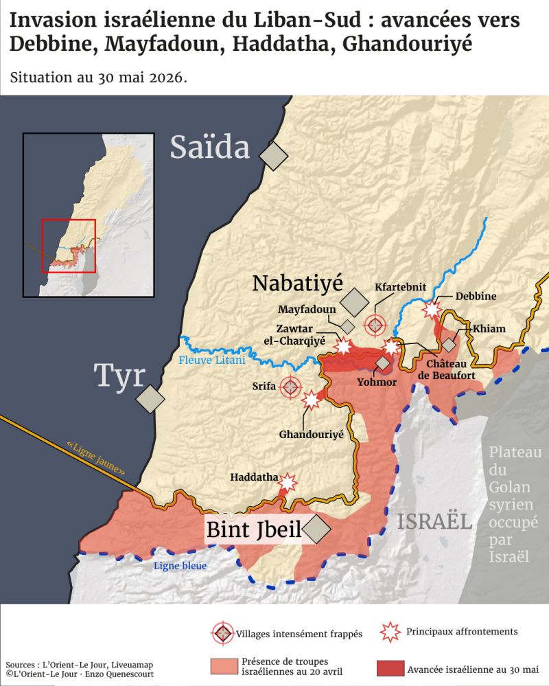En carte : les avancées israéliennes au Liban-Sud 
