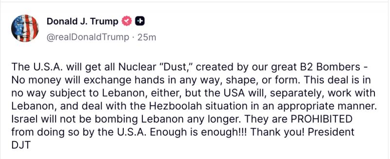 Trump dit interdire à Israël de bombarder le Liban