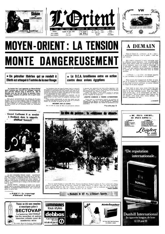 Dernière édition de L'Orient avant la fusion avec Le Jour