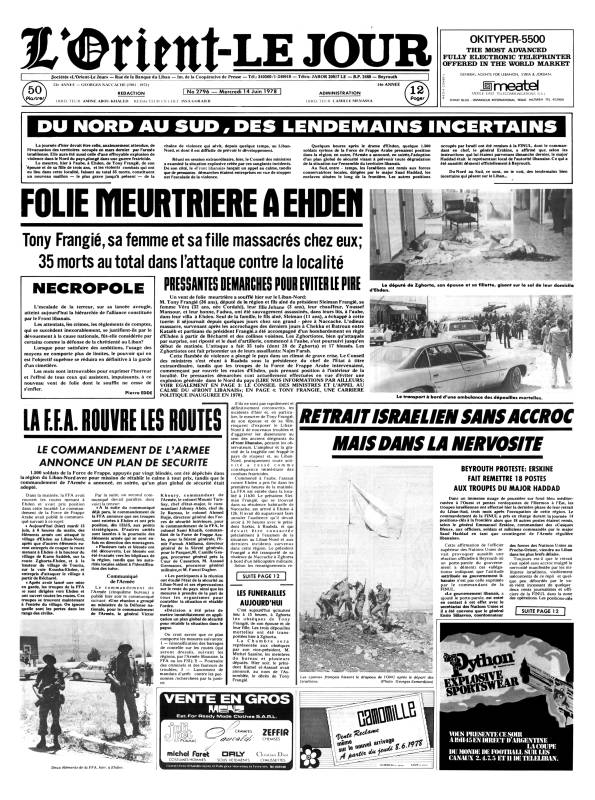 Tony Frangié, sa femme et sa fille assassinés à Ehden