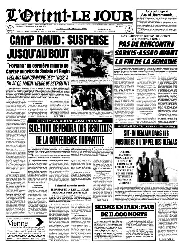 Begin et Sadate signent les Accords de Camp David sous la médiation de Carter