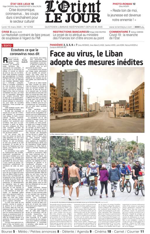 Début du confinement, au Liban, pour enrayer la pandémie de Covid-19